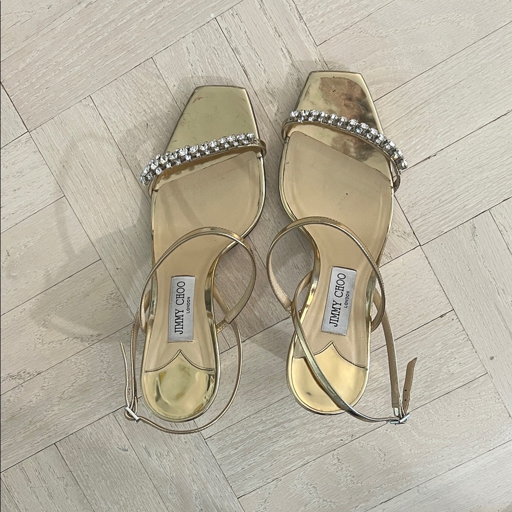 Jimmy Choo Gold Crystal Embellished Heels